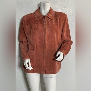 Women's Suede 💯 Leather Jacket in Warm Brown